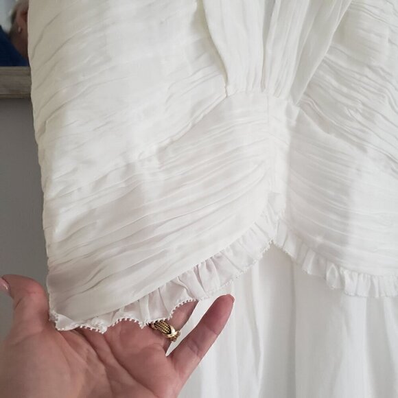 NWT REISS 6 White Gauzy Ruched Front Feminine Flirty Bridal After Party Dress - Picture 13 of 17
